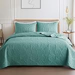 Whale Flotilla Soft King Quilt Bedding Set for All Seasons, Elegant Vintage Damask Ultrasonic Quilts Set, Lightweight Reversible Bedspread, Coverlet, Bed Cover with 2 Pillow Shams, White