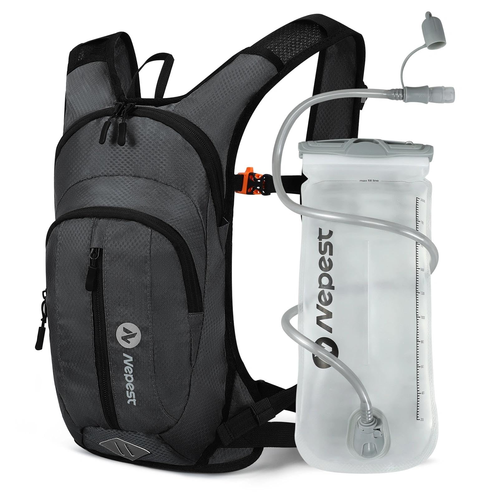 Nepest Sac à dos d'hydratation avec poche à eau de 2 L, sac à dos léger pour randonnée, course à pied, vélo