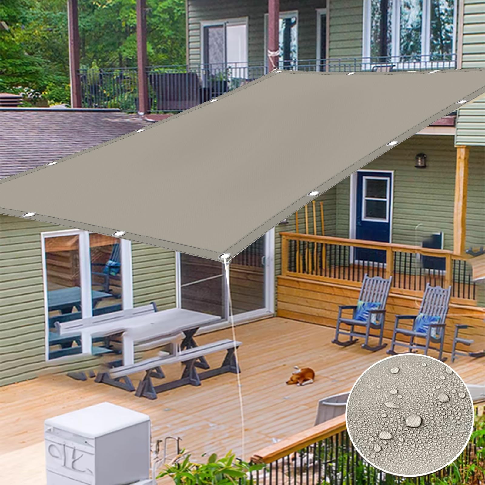 Toile D'ombrage Beige Voile Rectangulaire 90% Résistant Aux UV Respirant Et Ombrage Pour Serre Pergola Jardin Piscine 4mx5m