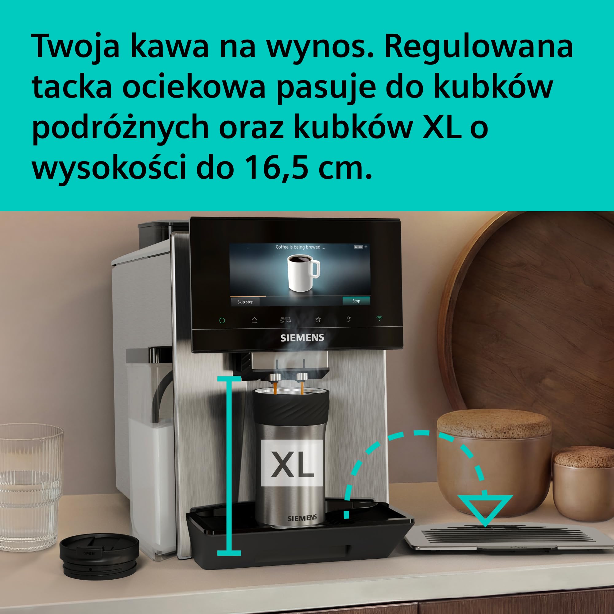 Siemens, automatyczny ekspres do espresso, EQ900 iAroma, spersonalizowane ustawienia smaku, precyzyjne mielenie, duży wyświetlacz, dwa pojemniki na ziarna, stal nierdzewna, TQ927E03