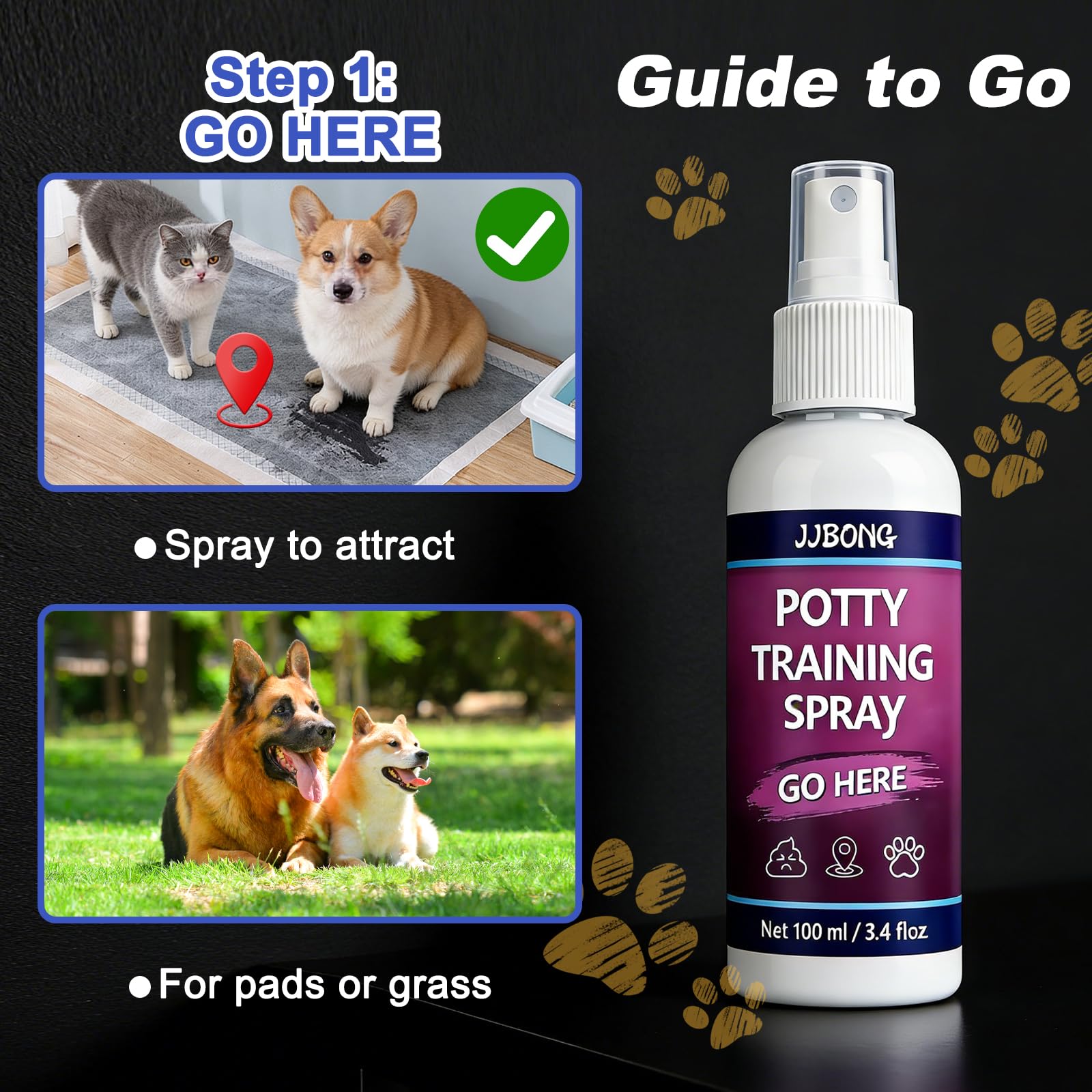 JJBONG Potty Training Spray for Dogs, Puppy Potty Training Spray, Includes Here Potty & Not Here Training Spray, Puppy Pee Spray, Helps Dogs Develop Proper Potty Habitss, 6.8 Fl Oz (Pack of 2). — view 2