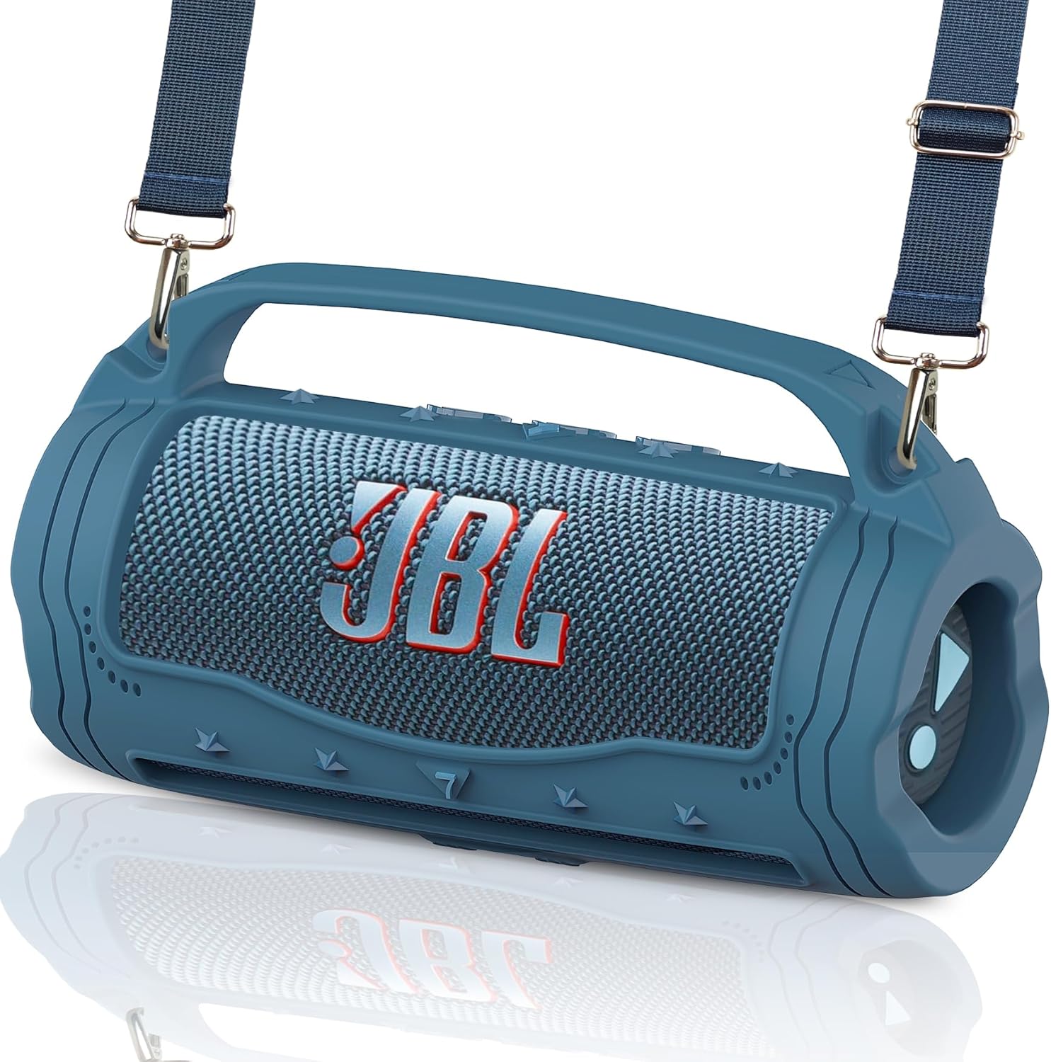 JCHPINE Silicone Cover Case for JBL Flip 7 Portable Speaker, Accessories for JBL Flip 7 Protective Case with Silicone Handle (Blue) - Image 3