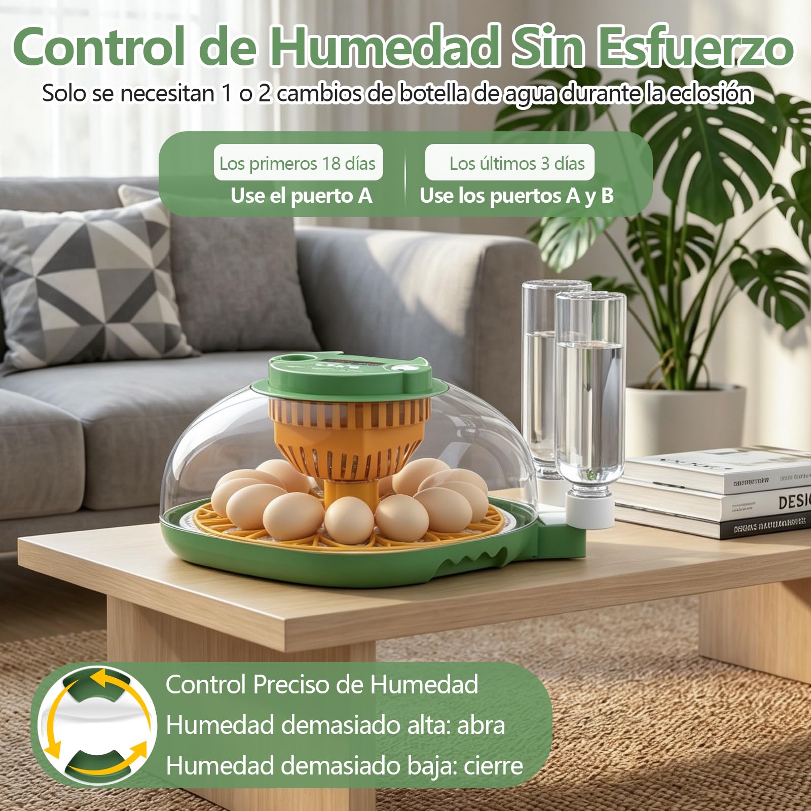 Incubadora Huevos Gallina, Diealles Shine Incubadoras de Huevos Automaticas de 12 Huevos con Volteo Automático de Huevos y Humidificación Automática, Incubadoras con Indicador de Humedad y Temperatura