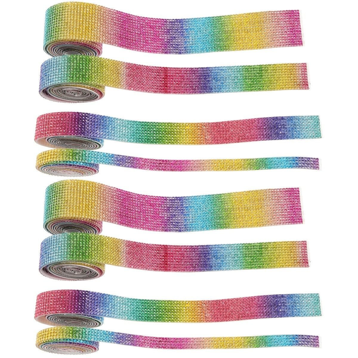 Tofficu 8rollen Selbstklebende Kristall-strassbänder Für -dekoration Glitzernde Rhinestone-tapes Für Hochzeiten Feiertage Bastelprojekte Und