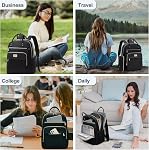 Tealari Sac à dos pour ordinateur portable pour femmes,15.6 Sac à dos pour ordinateur portable d'Inch pour le travail, sac à dos de voyage étanche, sac de livre collégial avec portefeuille, noir, grand, sac a dos de Voyage, sac casual