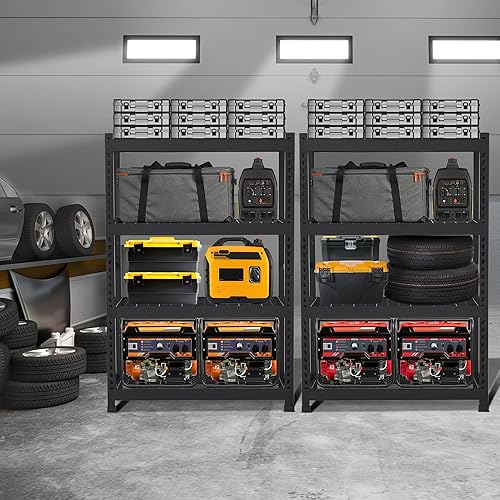 Miniatura 2 de Estantes de almacenamiento de garaje, estantes de garaje resistentes, estante de metal ajustable de 4 niveles, estante de almacenamiento para