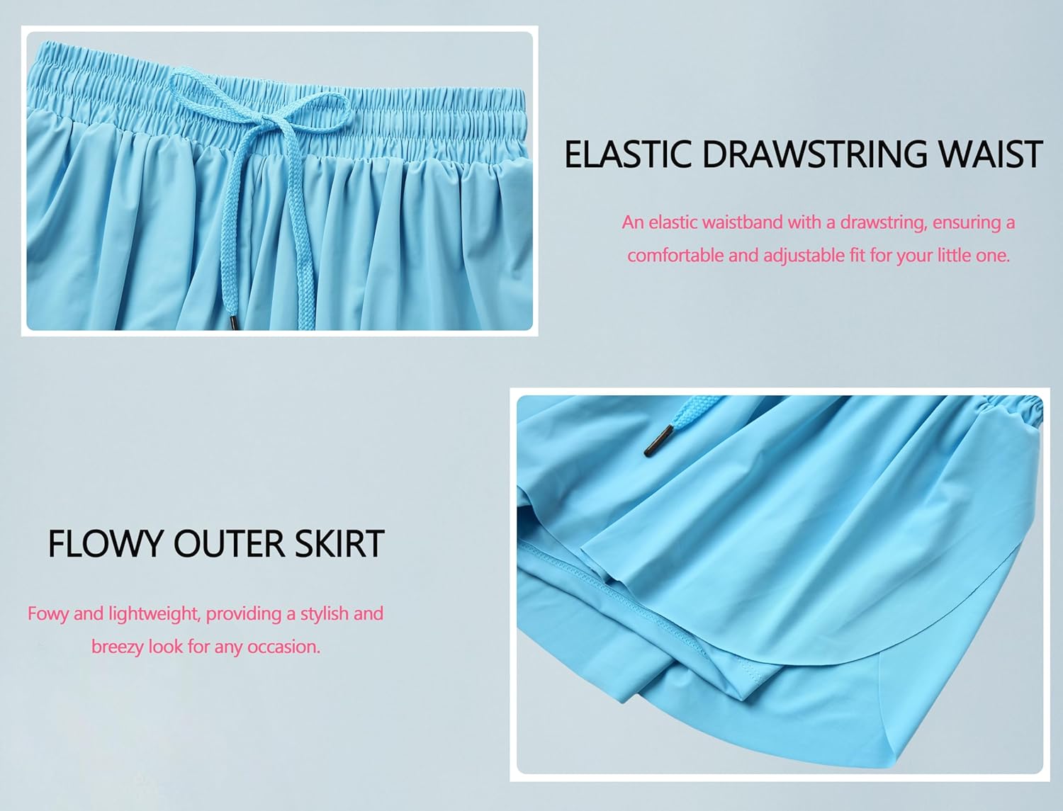 3 Pack Girls Flowy Shorts with Spandex Liner 2 in 1 Youth Junior Butterfly Skirts for Fitness Running Sports - Image 5