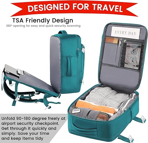 Miniatura 4 de JCDOBEST Mochila de transporte, mochila grande para portátil de viaje aprobada por la TSA con puerto de carga USB, Negro -, Mochilas de viaje