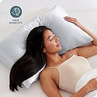 Vista 2 de Bare Home Fundas de almohada de satén para cabello y piel, paquete de 2 unidades estándar (20 x 26), fundas de almohada de lujo, cierre de sobre