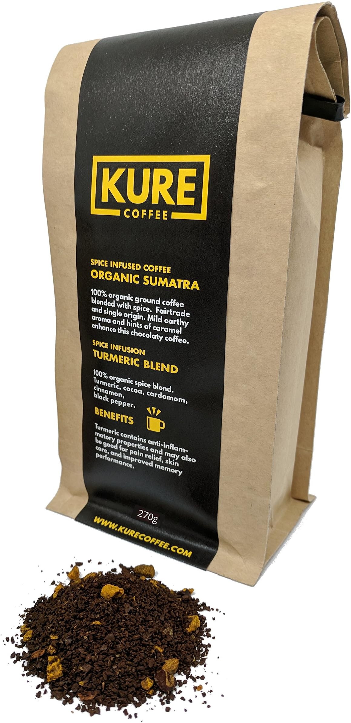 Organic Medium Roast Sumatra Coffee and Turmeric Spice Blend