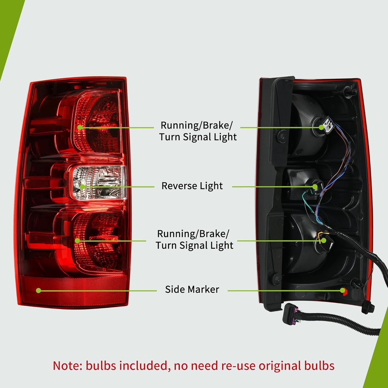 AUTOSAVER88 Tail Lights Assembly Compatible with 2007-2014 Chevy Tahoe Suburban 1500 2500, Red Clear Lens Taillights Replacement - Driver and Passenger Side