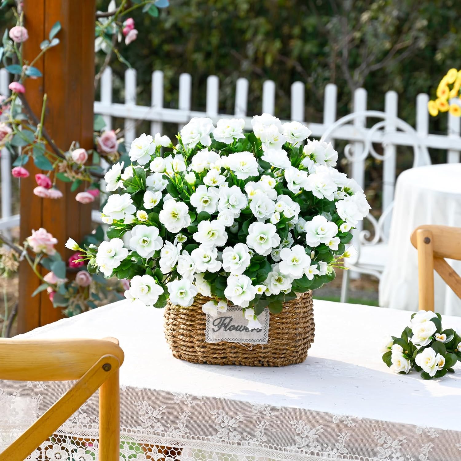 Waipfaru Outdoor Faux Plants Flowers for Outdoor Planters, 4 Large Bundles UV Resistant Artificial Flowers for Outdoors, Realistic Fake Silk Camellia Flowers for Outside Front Door Porch Patio Balcony - Image 5