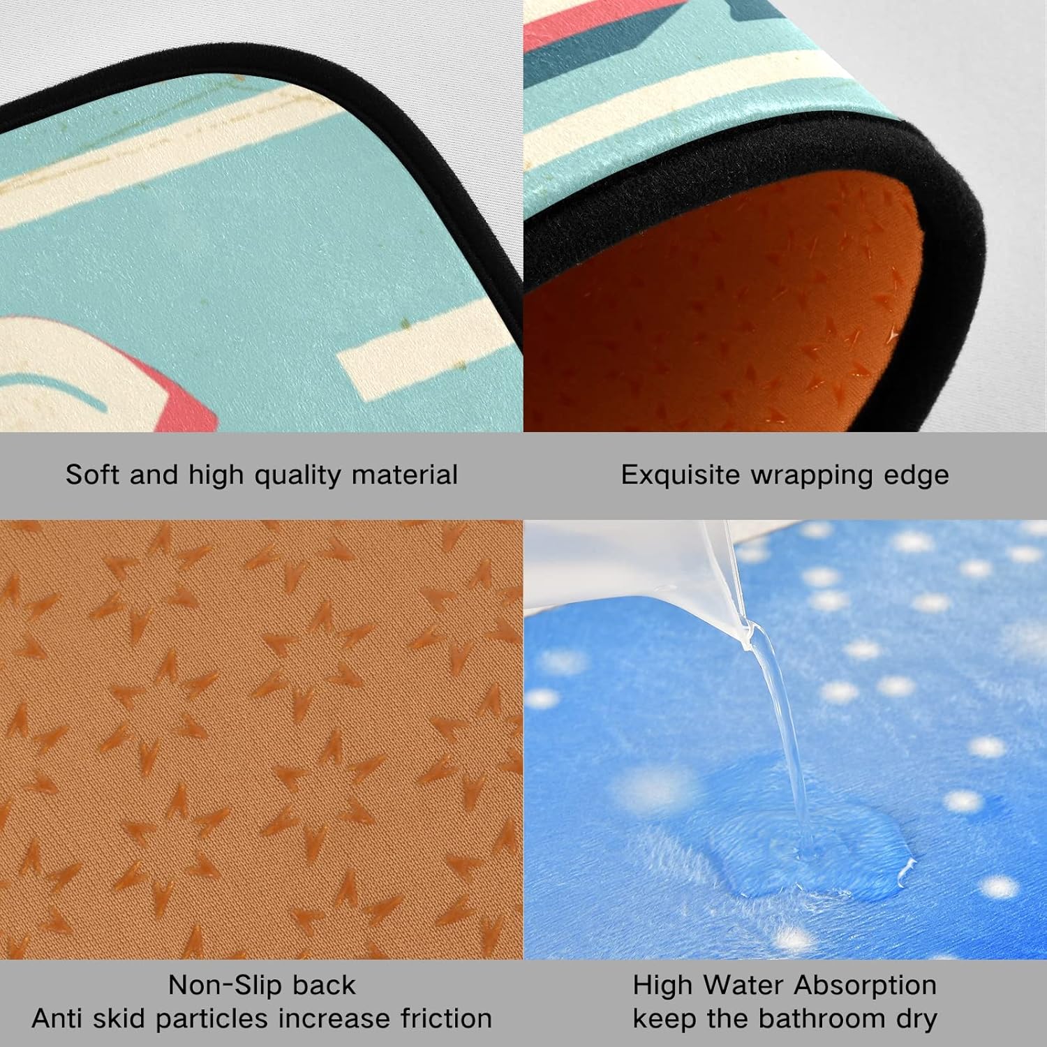 Sweets Quotes Retro Drinks Vintage Kitchen Rugs Mats Set of 2 for Floor Non Slip Standing Mat for Doorway Bathroom Floor Home Office Sink Laundry Farmhouse Runner Rug Set 28"x20" + 47"x20"