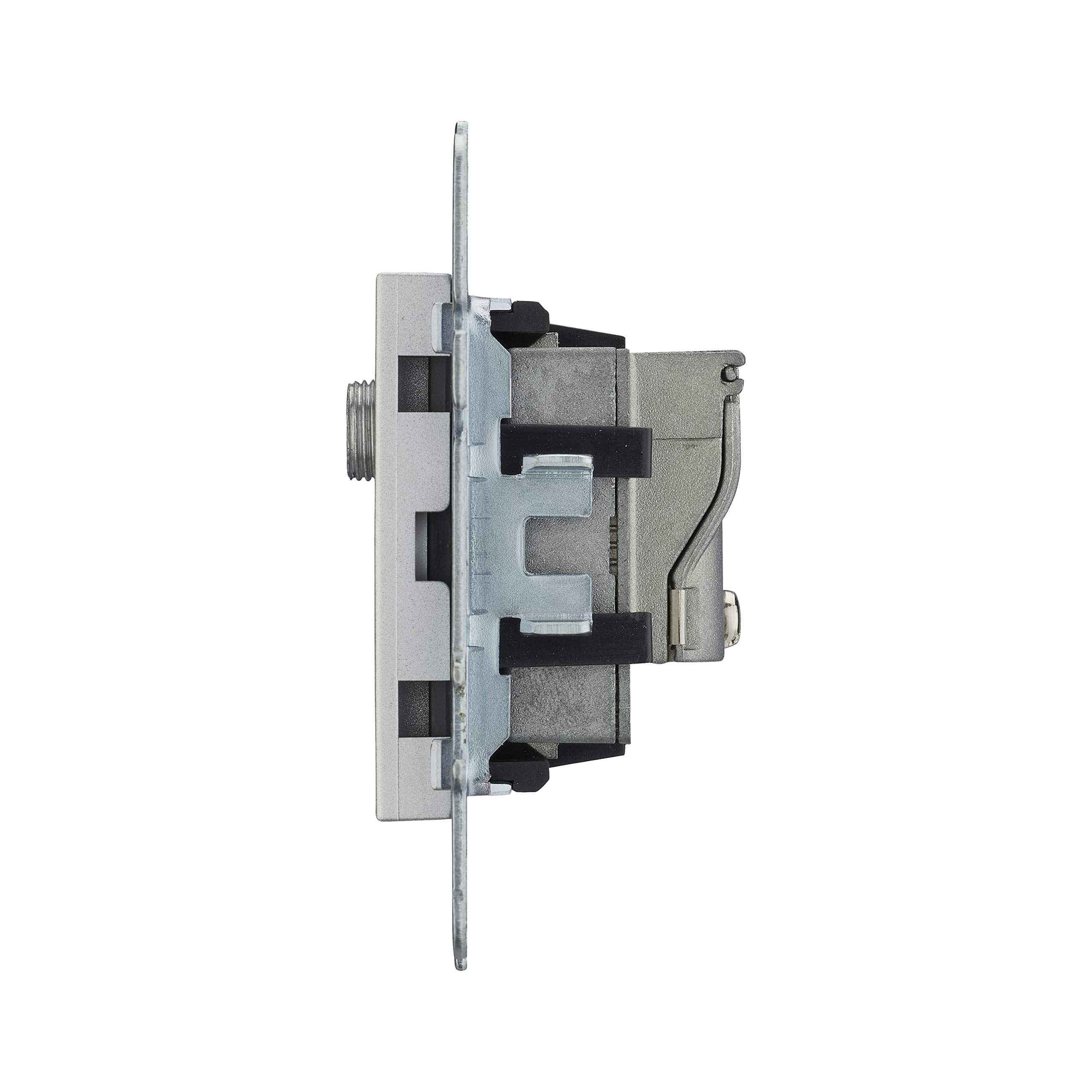 Prise Antenne TV/FM/Sat Murale Simple - Mécanisme + Cache Alu + Support, Pour Installation Encastrée - 2
