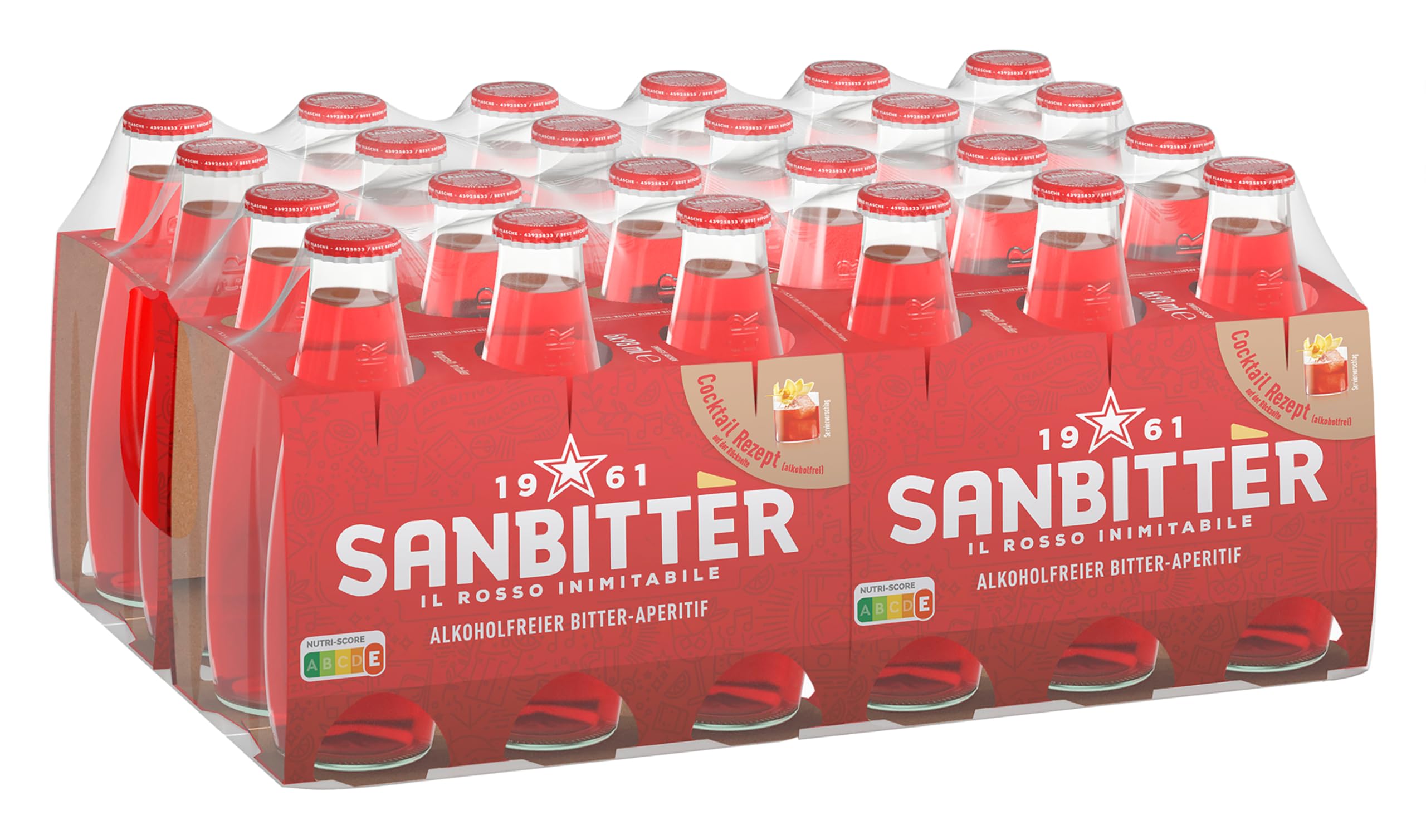 Sanbitte èr | apéritif sans alcool d'Italie | Arôme amer doux | Fabriqué à partir d'agrumes et d'herbes fines des Alpes, pour boissons mixtes | de la marque culte San Pellegrino | Lot de 24 (24 x 98 ml)