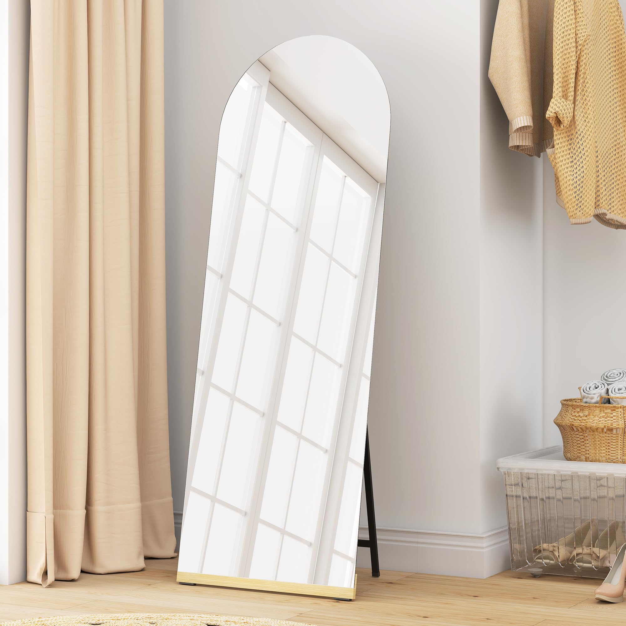 HOMCOM Miroir complet incurvé sans cadre en bois 160 x 50 cm