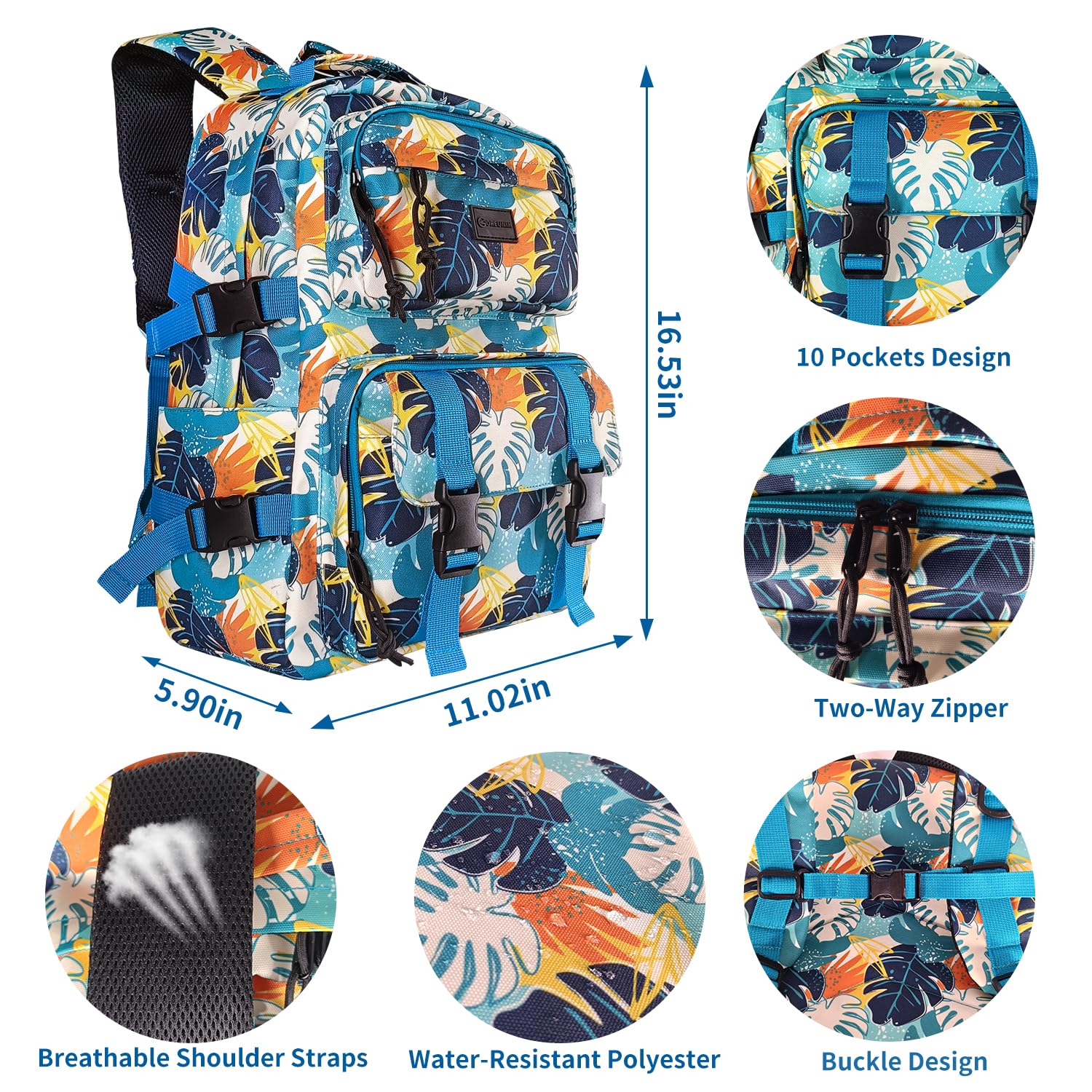 Oreunik - Zaino casual da viaggio, unisex, per computer portatile da 15 pollici, per adolescenti, leggero e impermeabile, unisex, per ufficio, scuola e università