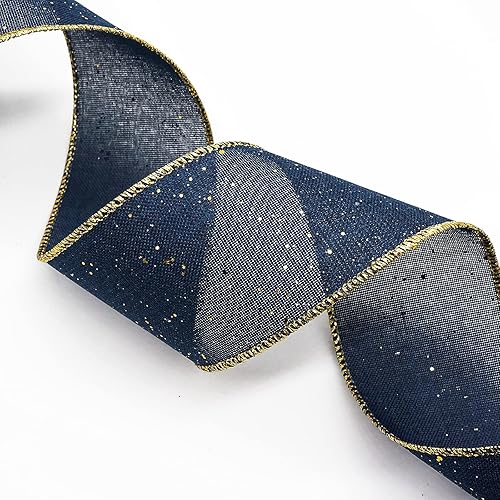 Miniatura 6 de CT CRAFT LLC Cinta de tela de arpillera azul con purpurina de 2.5 pulgadas x 10 yardas, color azul marino para Navidad, decoración del hogar, boda,