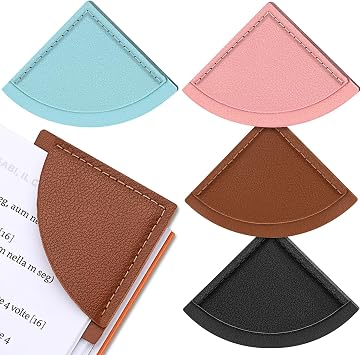 4PCS Leather Bookmarks, Fan-Shaped Page Book Marks for Women, Handmade Book Marks, Corner Bookmark for Reading Lovers