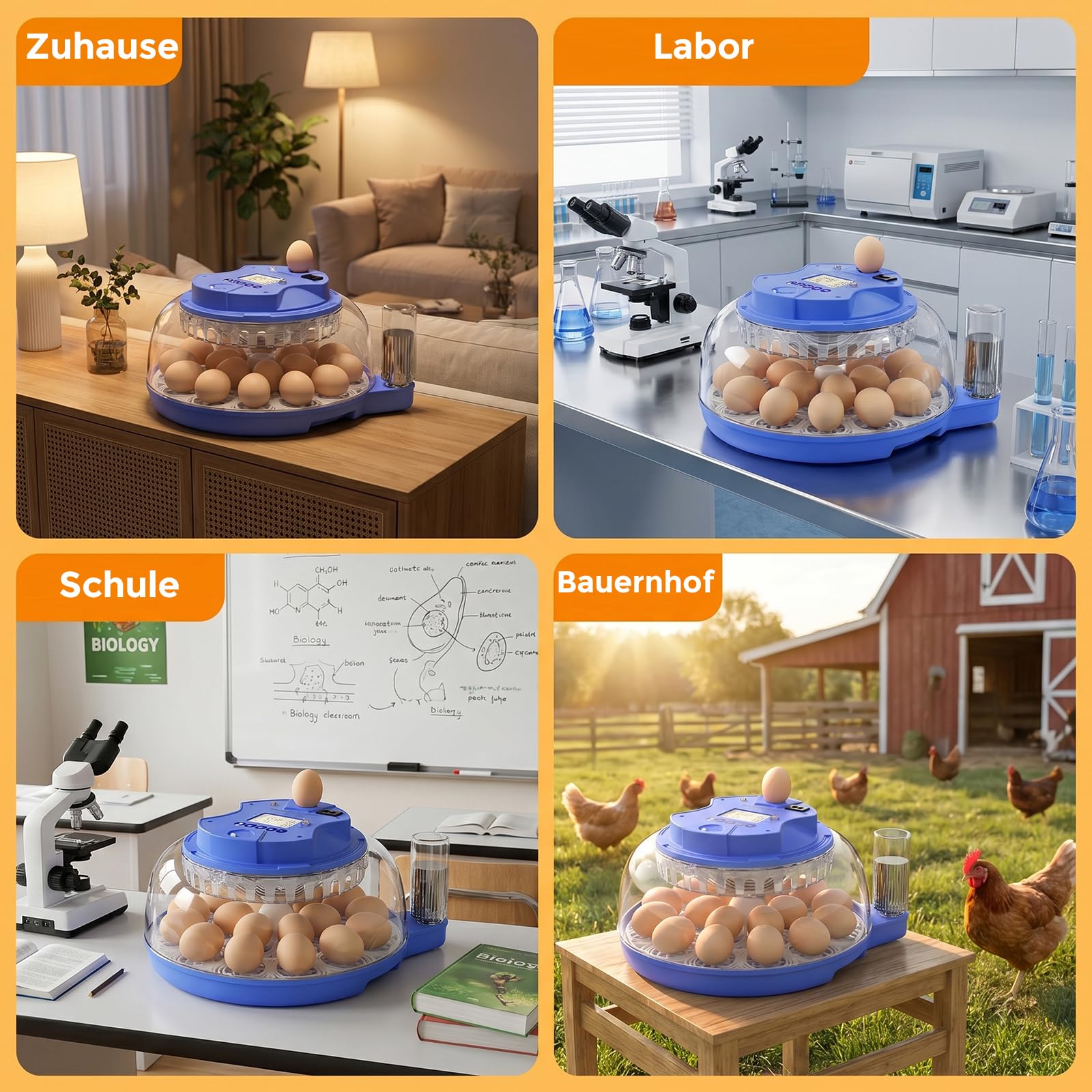 Couveuse Oeuf Automatique,Ambesty Incubateur 18 Oeuf de Poule avec Humidité+Rotation Automatique+Mire-œufs, Contrôle Numérique de la Température pour l'incubation des Poussin et Cailles