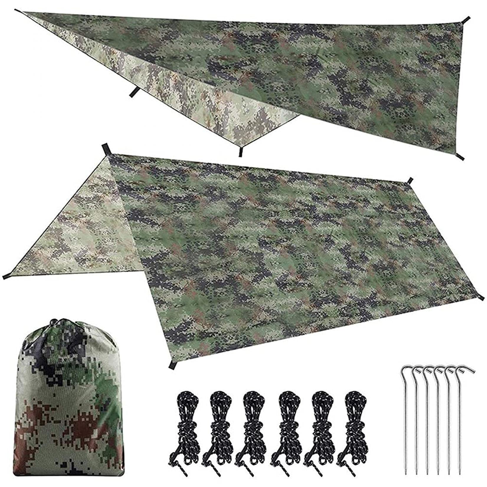 Bâche De Camping Portable Imperméable, Abri Solaire Hamac Coupe-Vent Tente De Mouche De Pluie Bâche Bâche Abri Pare-Soleil Auvent pour La Pêche en Plein Air Randonnée, B