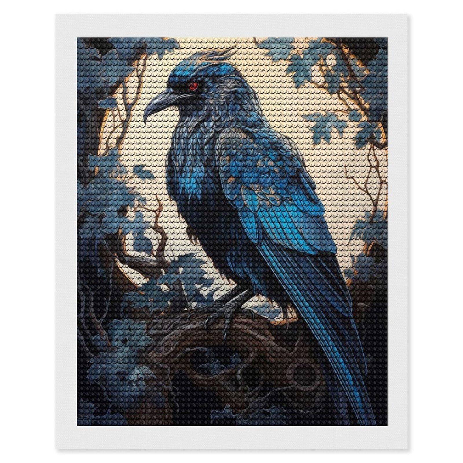 Junmoney Mystical Crow 5D Diamond Painting Kit 16"x20", Relaxing DIY, Mindful Craft Project, Full Kit Included, Thoughtful Present