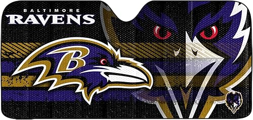 Vista 27 de Fanmats Parasol para parabrisas de la NFL, parasol de acordeón triple para almacenamiento, 59 x 29.5 pulgadas, diseño colorido del