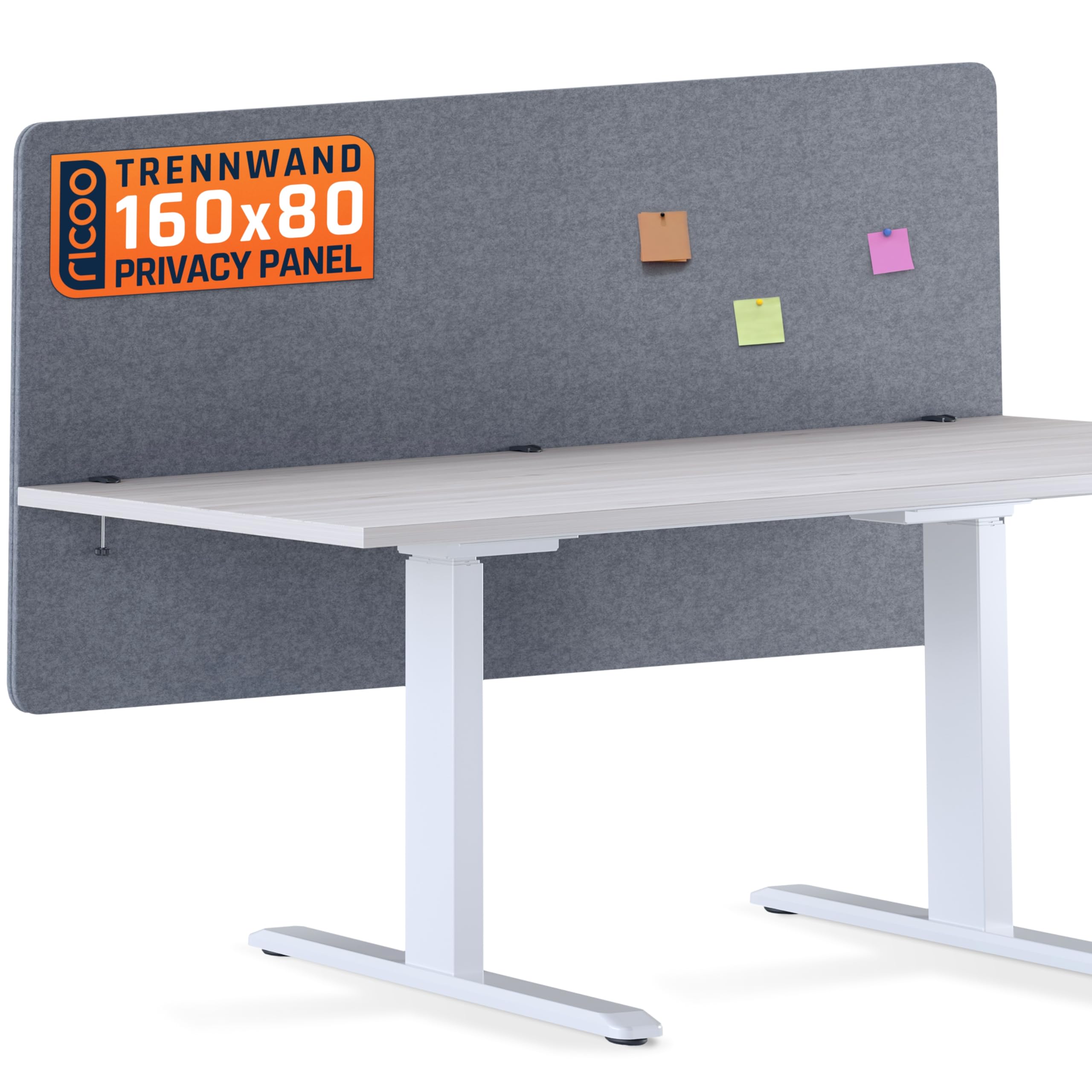 RICOO Schutzwand Akustik Büro Trennwand Schreibtisch Schallschutz Paneel grau ZAP1680-G Desktop Workstation Teiler
