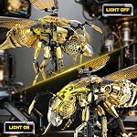 Ensemble de construction mécanique d'abeilles pour adultes, modèle d'insecte de construction animale technique avec lumières & Ailes mobiles, kit de jouets à collectionner Golden Robot Bee, affichage créatif & Idée cadeau, 832Pcs