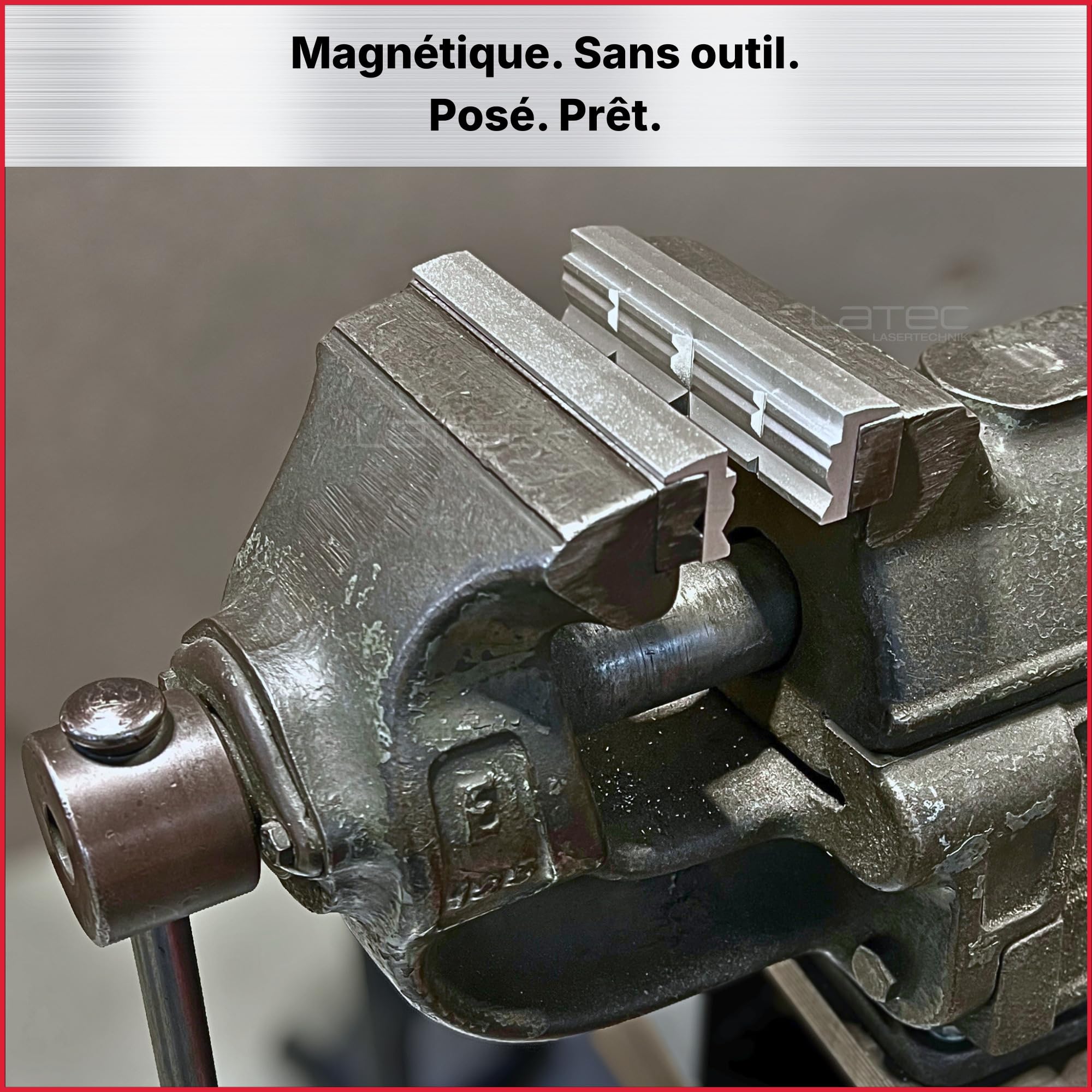 Mors de protection pour étau 150 mm – haute qualité, fixation magnétique, pour matériaux ronds et plats, aluminium anodisé, 2 mors doux, entreprise allemande