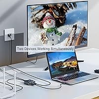 Vista 2 de Divisor Gigabit Ethernet 1 a 2 - Divisor de red con cable de alimentación USB, adaptador divisor de Internet RJ45 de alta velocidad de 1000 Mbps