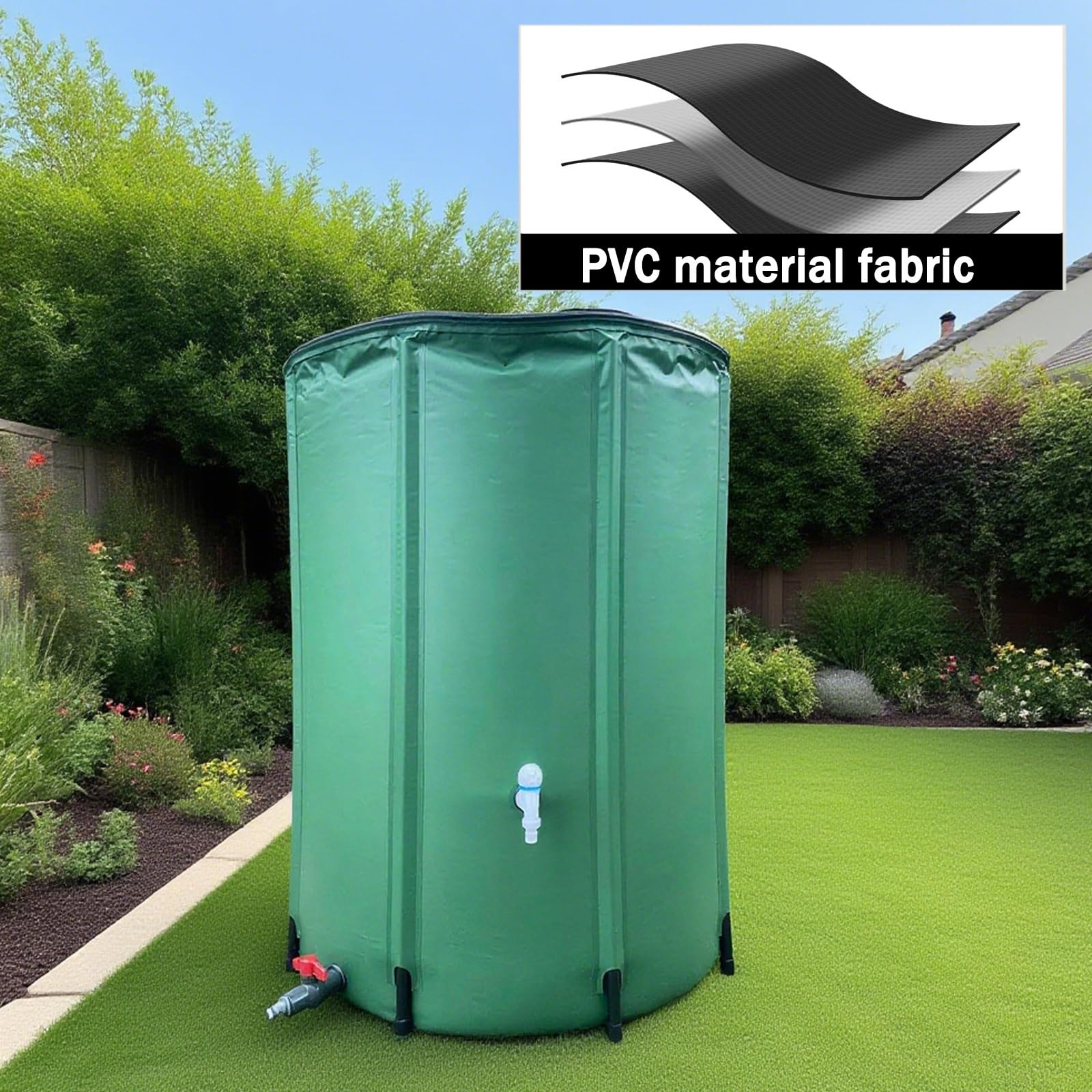 Barriles para Agua de Lluvia, Protección Solar y antienvejecimiento, Tejido Resistente al Desgaste(Green,1000L)