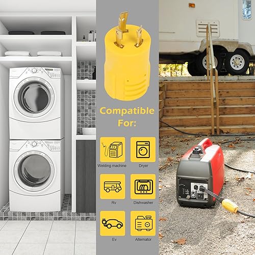 Miniatura 2 de WHXGG NEMA L5-30P a 5-15R 5-20R Conector adaptador de corriente compacto, 3 clavijas 120V 30 Amp Twist Lock adaptador macho a 20 Amp hembra