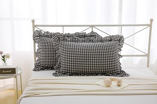 Vista 74 de Fundas de almohada cuadradas blancas con volantes, fundas de almohada europeas, 100% algodón, 18 x 18 pulgadas, 2 unidades Blanco 3