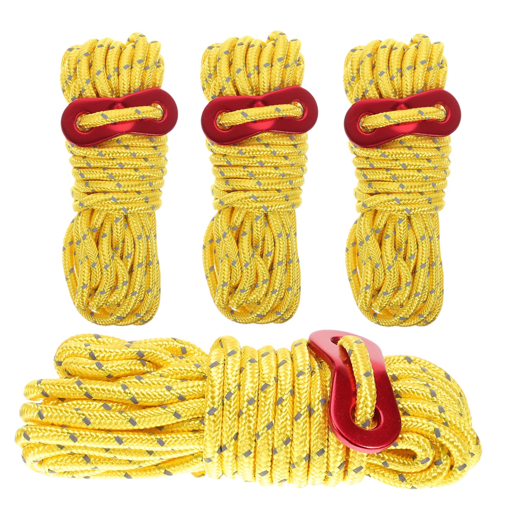 Milisten 4sets Reflective Camping Tent Ropes Outdoor Tarp Ties with Buckle Windproof Wear-Resistant for Hiking Travel