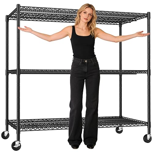 DurayLoly Wire Shelving Unit 3-Tier Adjustable product photo (Garage & Utility Shelving) — ScooterReviewPro review