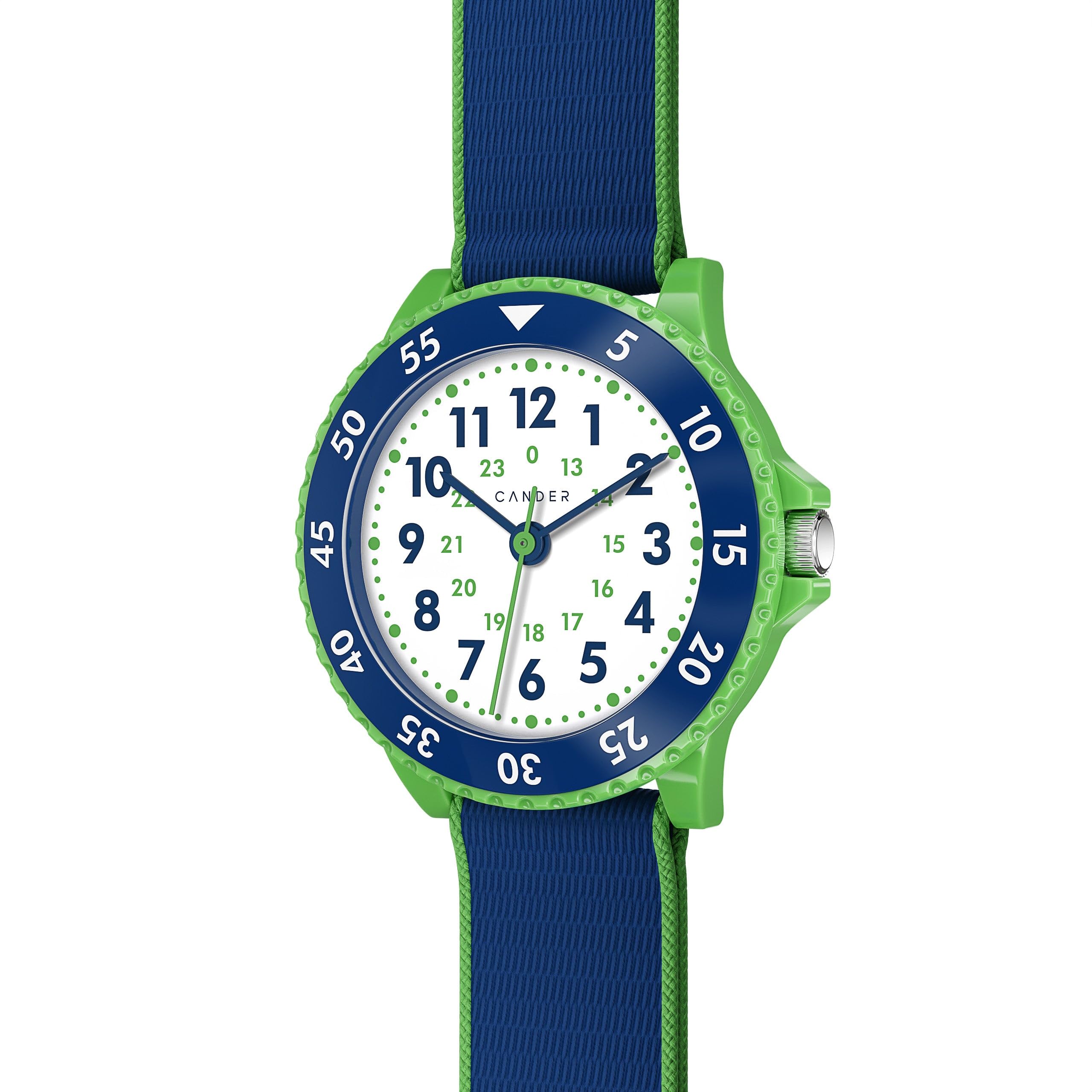 Cander Berlin MNA 0330 D Montre d'apprentissage analogique pour enfant avec fermeture Velcro Étanche 3 ATM