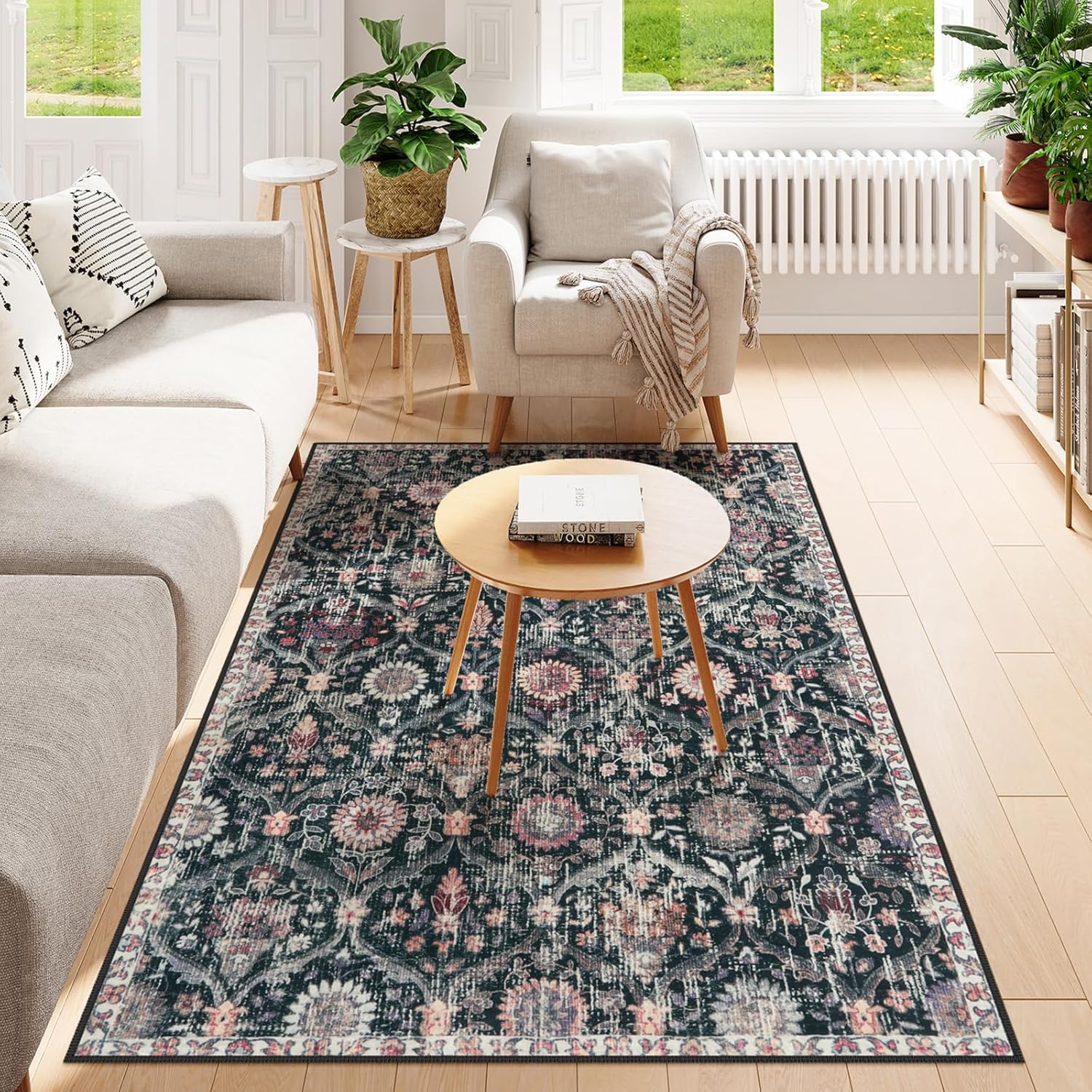 Lahome Moroccan Rug for Bedroom, 4 x 6 Living Room Rug NonSlip Dining Room Rug