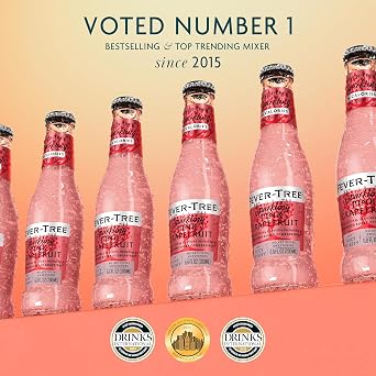 Fever-Tree Sparkling Pink Grapefruit Premium Soda Mixer for Cocktails and Mocktails, 6.8 fl oz Bottles, Pack of 24 Naturally Sourced, Non-GMO
