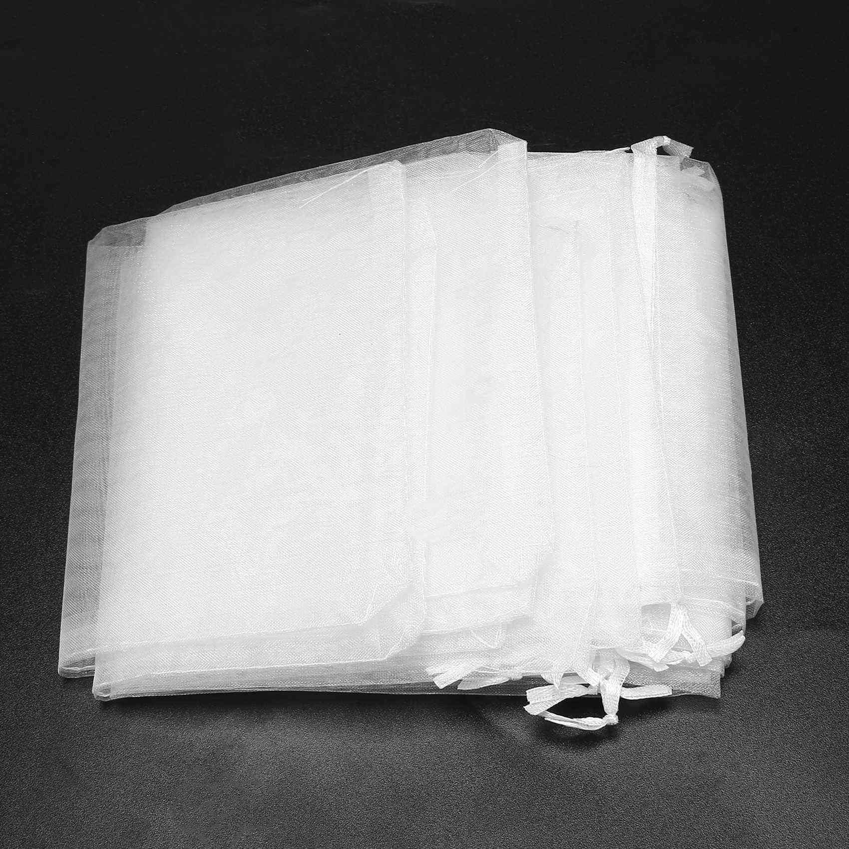 Lot De 20 Sacs à Vin En Organza Transparent 14x37 Cm - Avec Cordon Satin, Pour Cadeaux, Mariage, Fêtes
