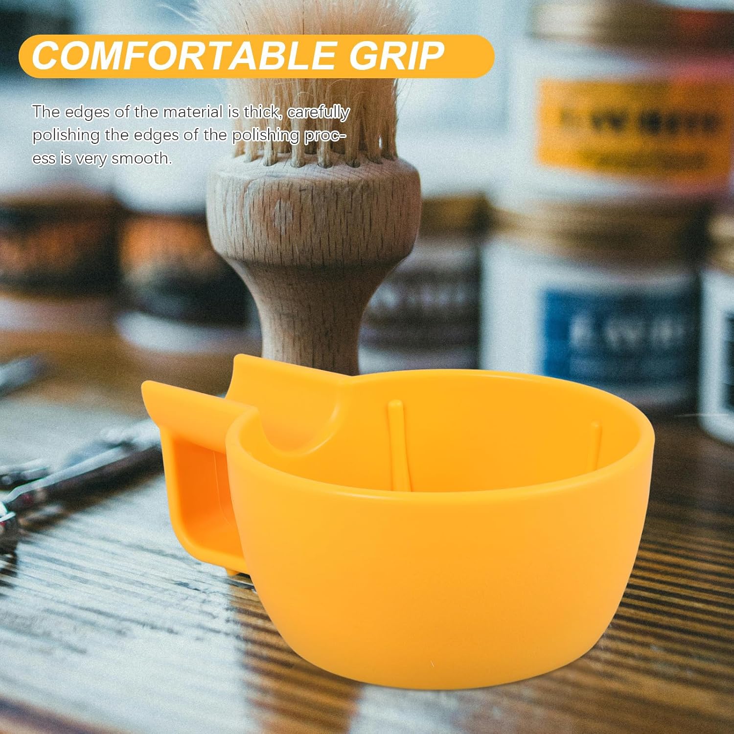 GANAZONO Shaving Bowl for Men Wide Mouth Plastic Soap Shaving Bowl Thickened Anti-break Yellow Decorative Shave Cream Dish