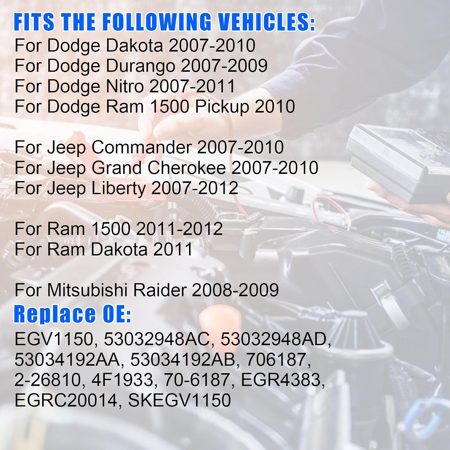 EGV1150 EGR Valve For Dodge Dakota Durango 2007-2010, For Nitro 2007-2011, For Ram 1500 Pickup 2010, For Jeep Commander Grand Cherokee 2007-2010, For Liberty 2007-2012, 53034192AA 53032948AD