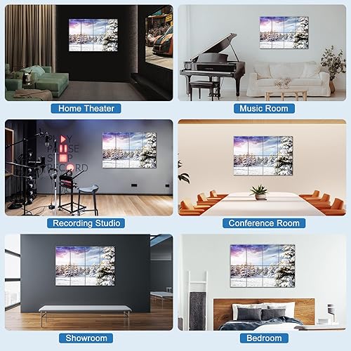 Miniatura 52 de Paquete de 8 paneles acústicos artísticos de espuma a prueba de sonido para paredes, paneles decorativos absorbentes de sonido de 48 x 32 pulgadas