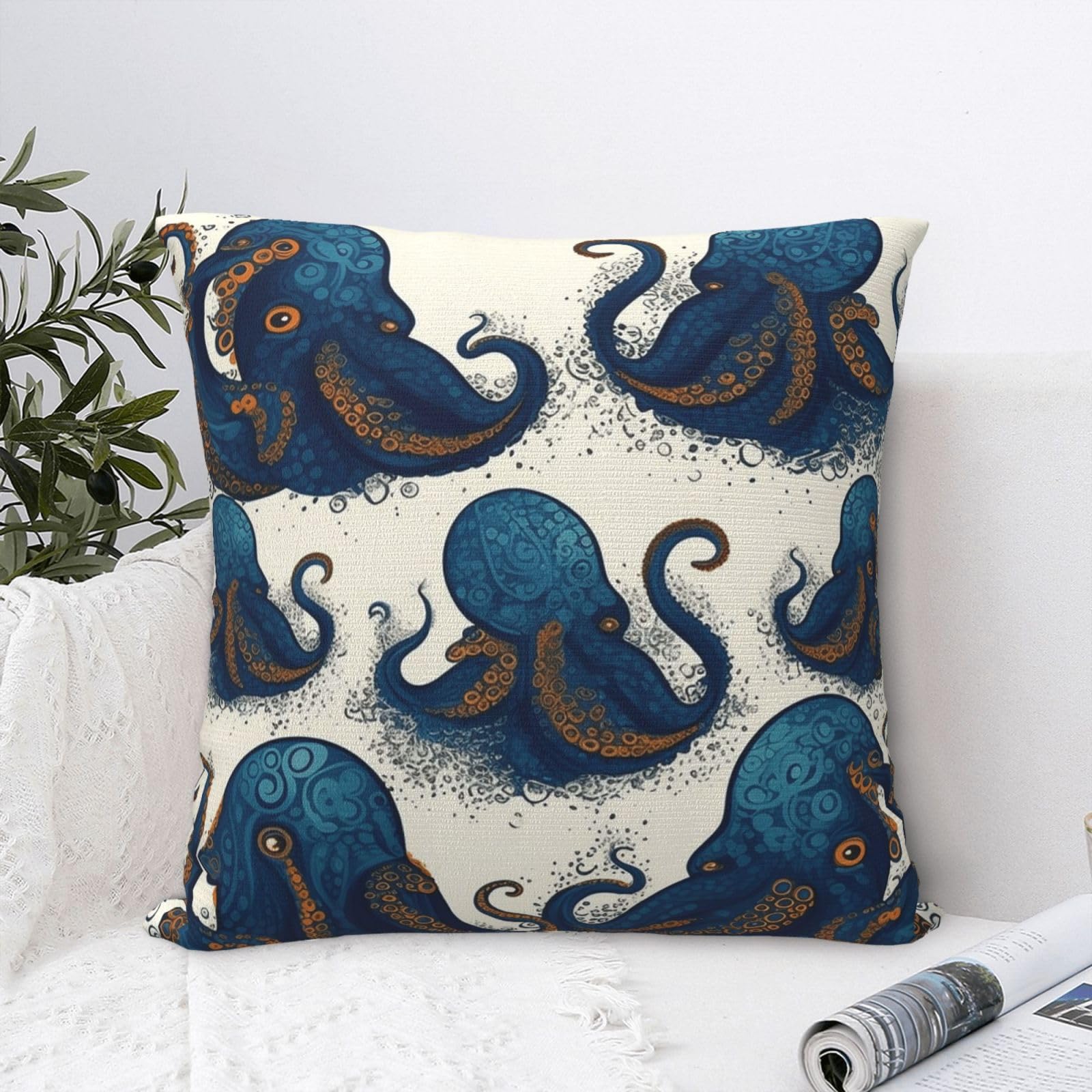 FodPand Luxury Velvet Throw Pillow Covers 18"x18" Super Soft Decorative Pillow Cases - Tentacles Octopus Pillowcases Modern Lumbar Cushion Cases for Couch Sofa Bed Pillow Shams