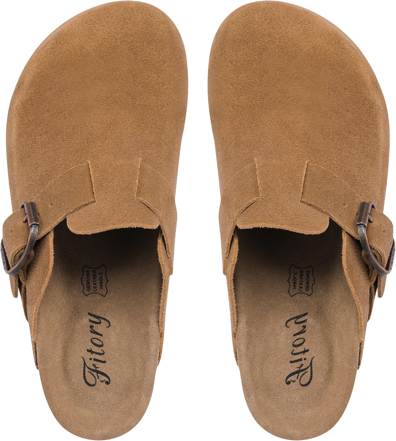 FITORY Womens Clogs Slip-on Potato Shoes Leather Mules with Suede Cork Footbed Size 6-11 - Image 2