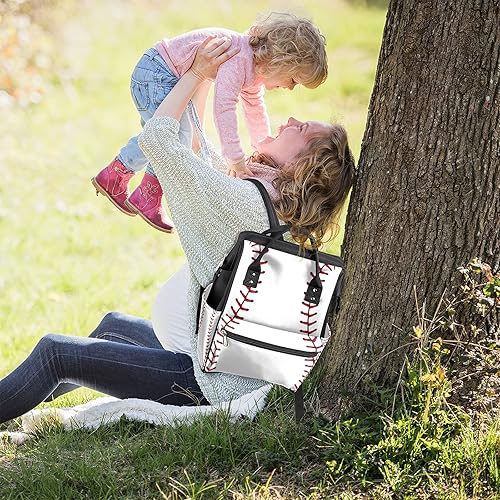 Miniatura 6 de Bolsa de pañales de béisbol, bolsa de bebé de gran capacidad, mochila de maternidad, bolsas de pañales multifuncionales, impermeables, mochila de