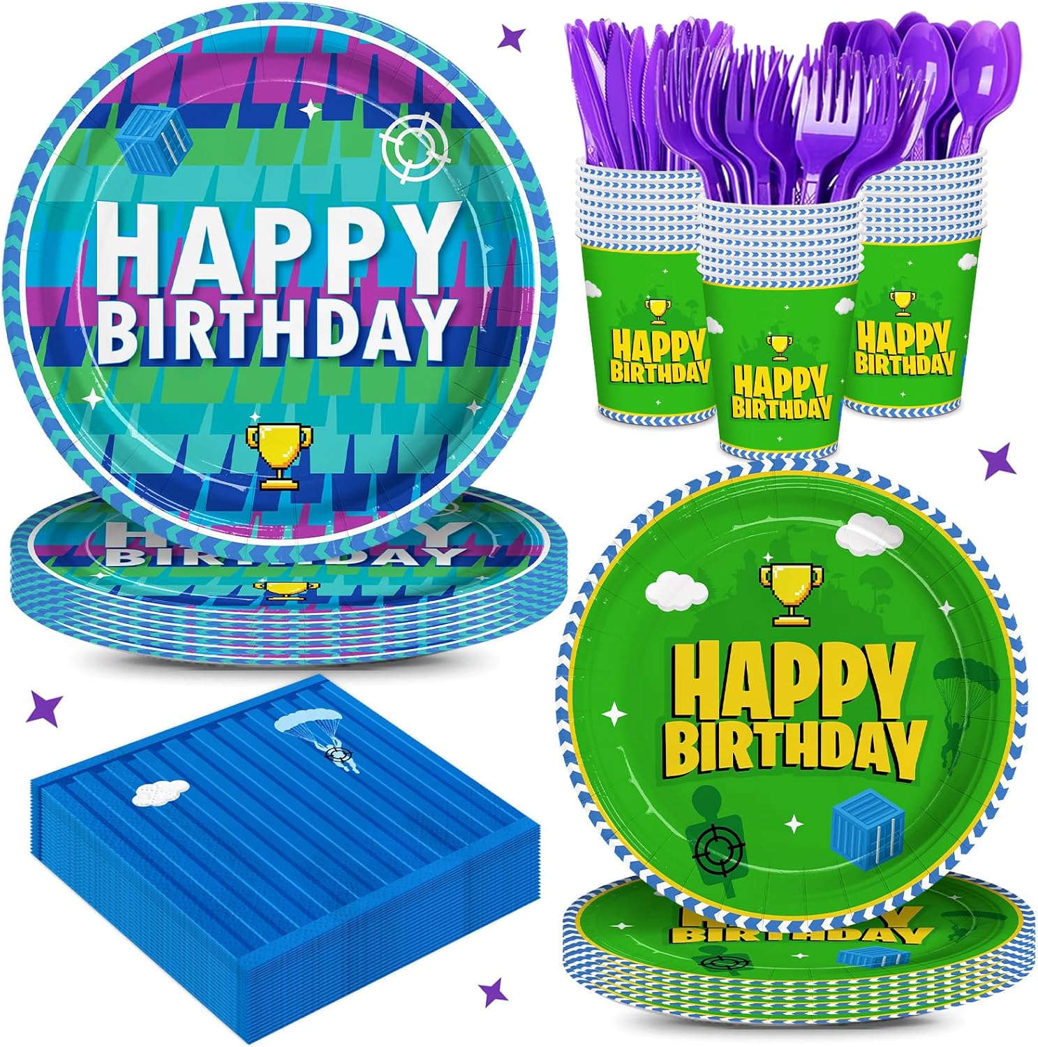 168pcs Nite Birthday Party Supplies Paper Plates Napkins Cups Llama Disposable Tableware Set Video Game Theme Party Decorations for Kids Boys Birthday Decor 24 Guests 168pcs Nite Birthday Party Supplies Paper Plates Napkins Cups Llama Disposable Tableware Set Video Game Theme Party Decorations for Kids Boys Birthday Decor 24 Guests