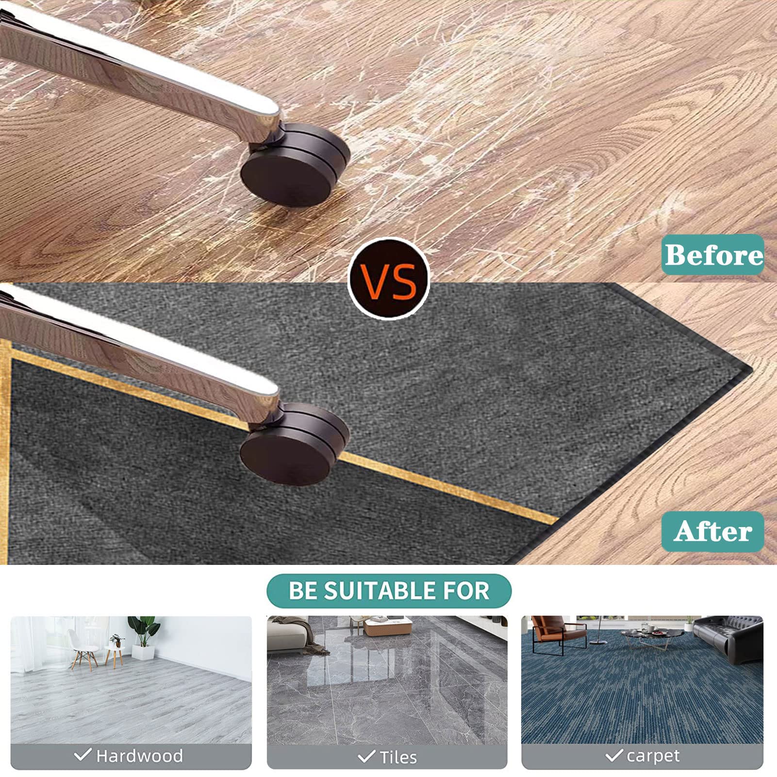 WSSYzyzf Desk Chair Mat For Hardwood Floor & Tile Office Chair Mat For