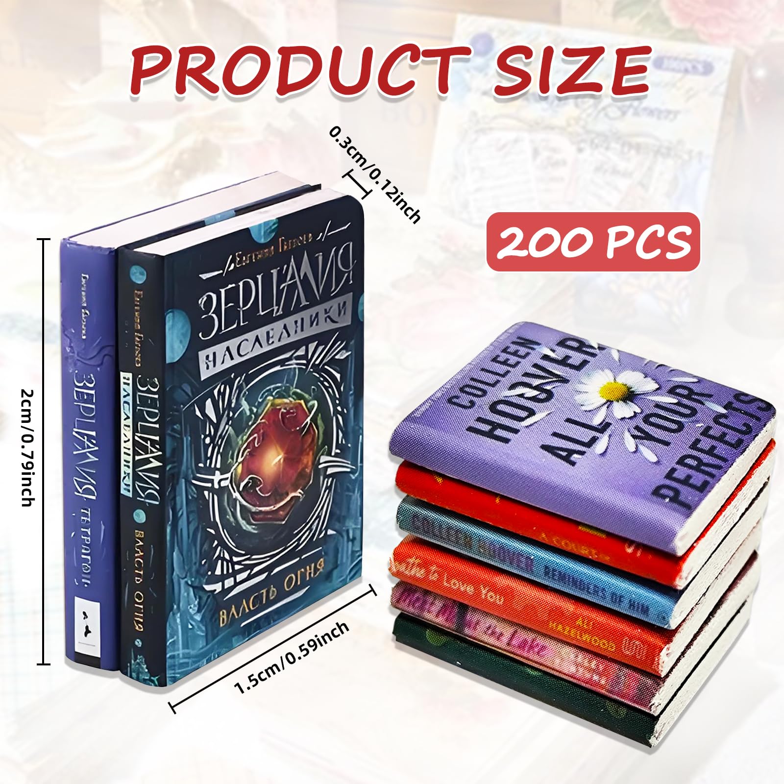 200 Domek dla lalek Książki, Mini Książki, Miniaturowe Książki, Akcesoria do domku dla lalek, do gabinetu, sypialni, biblioteki