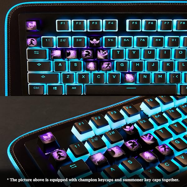 League of Legends Custom Keycaps (Champion Neeko) - Laser Engraved with Each Champion's Portrait, Passive, and Skills. Fit with Any Mechanical Keyboard. League of Legends Gift for Gamers - 4